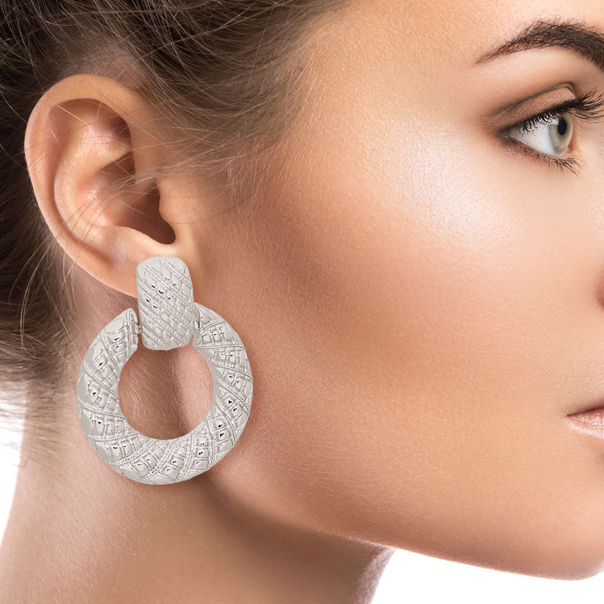 Silver Textured Ring Earrings