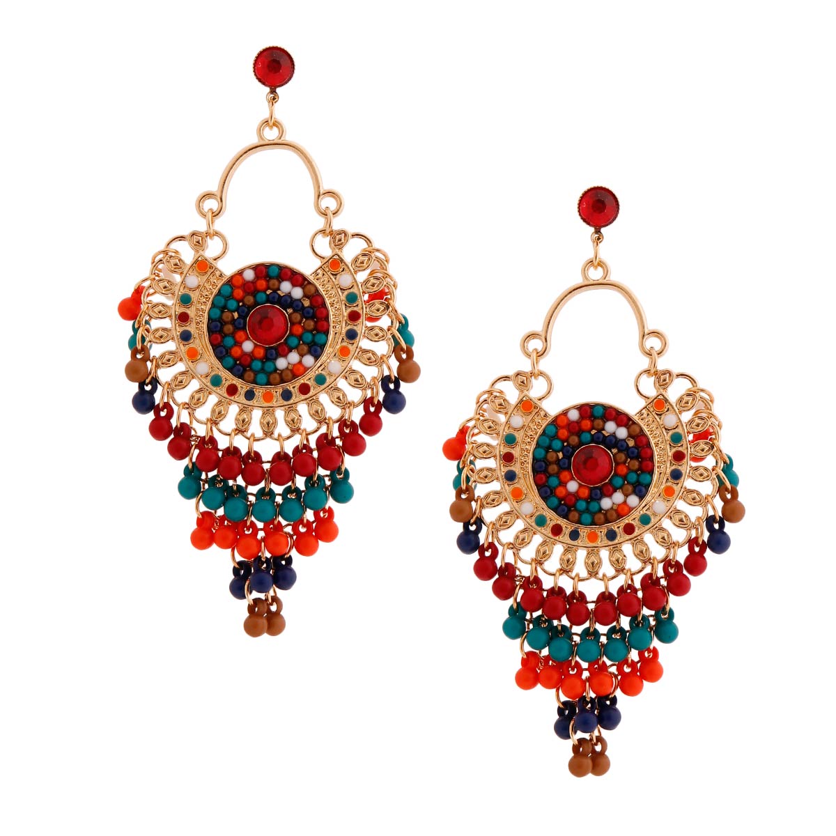 Multi Color Beaded Mandala Earrings