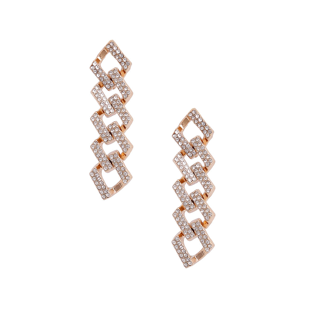 Gold Square Cuban Chain Earrings