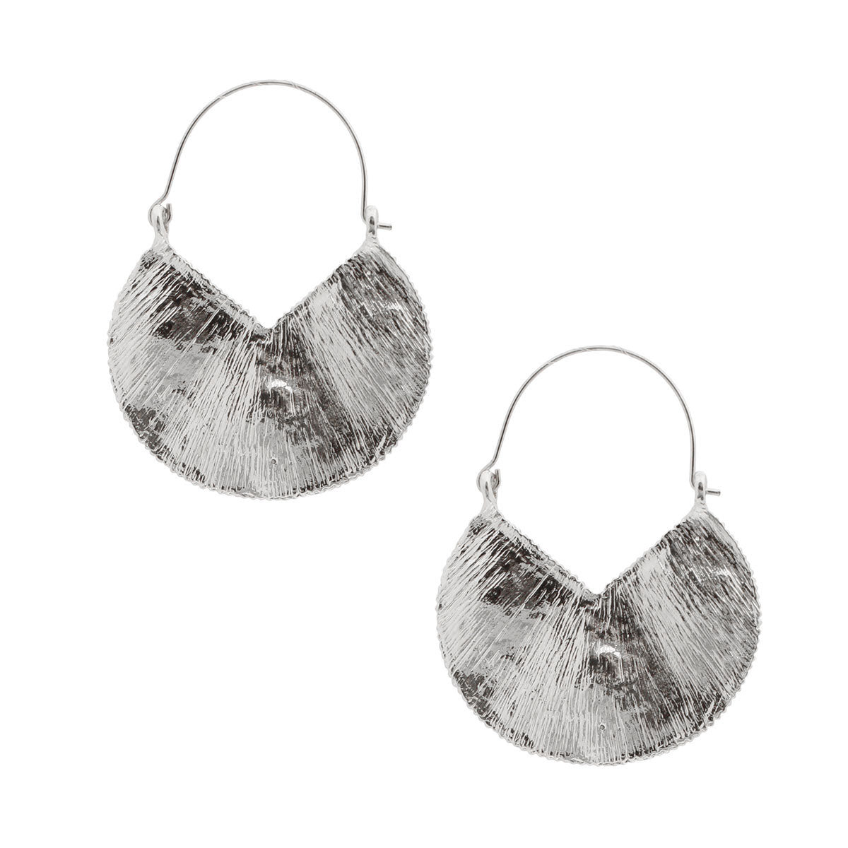 Silver Textured Arch Hook Hoops