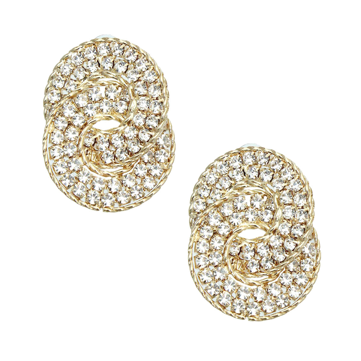Gold Crystal Hooked Ring Studs
