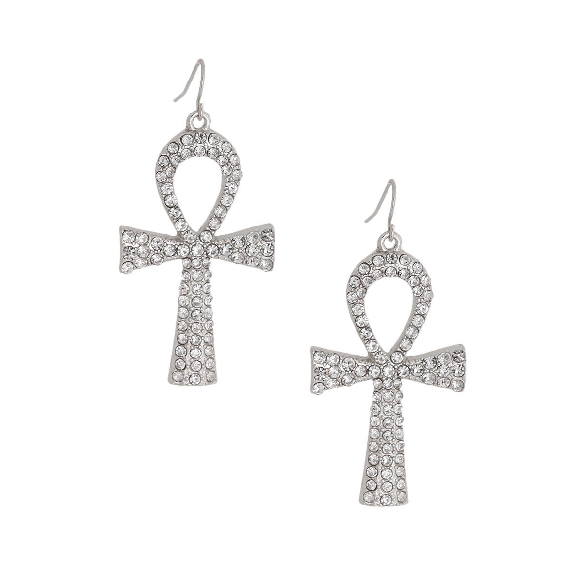 Silver Egyptian Cross Earrings