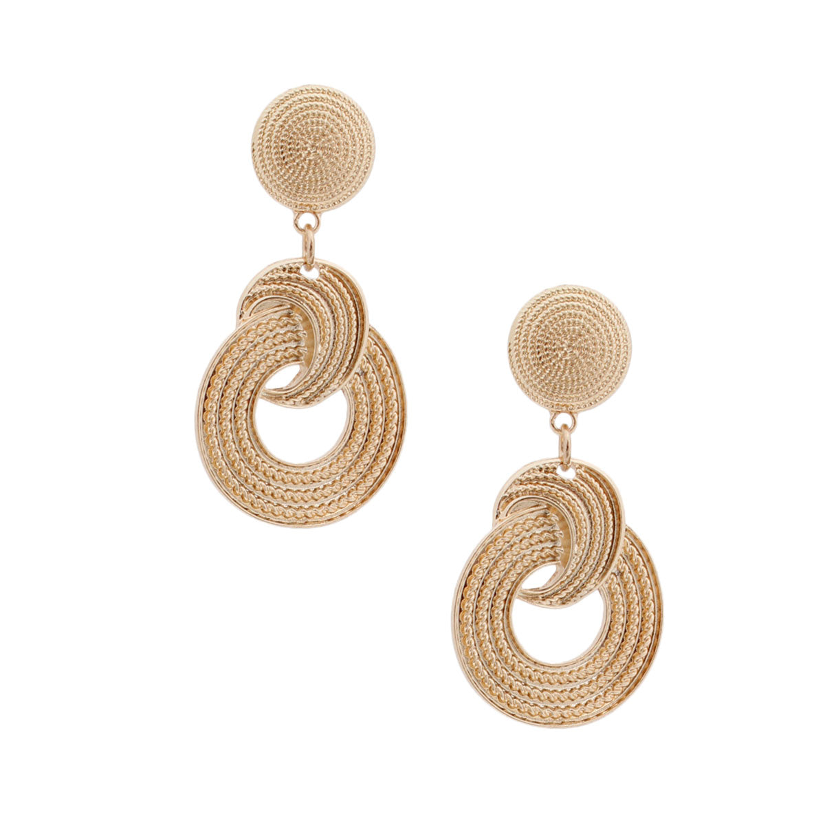 Gold Patterned Circle Earrings