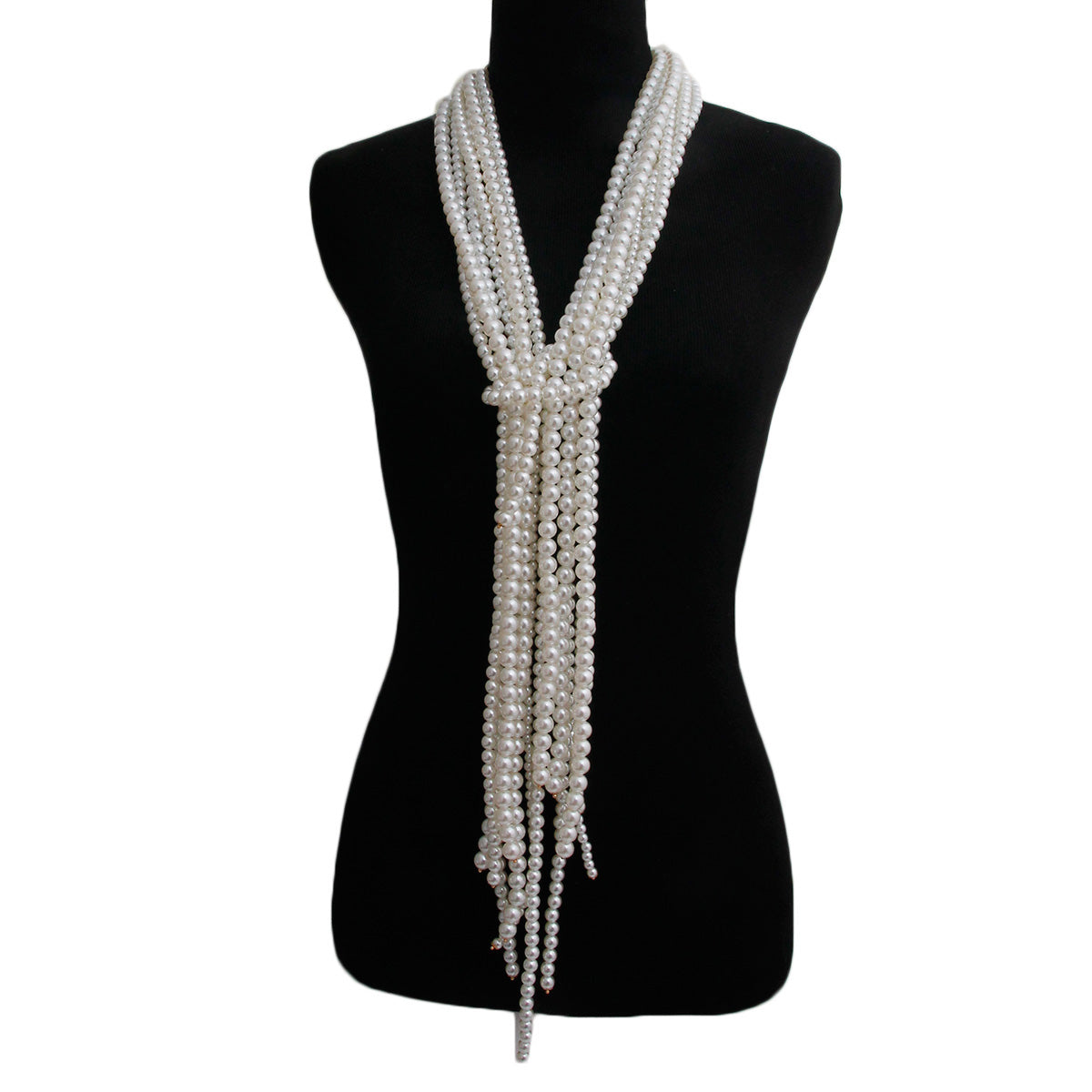 Cream Pearl Scarf Necklace Set