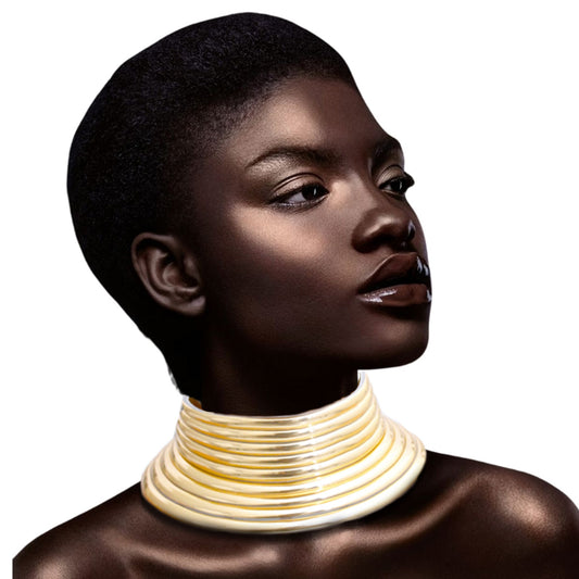 Gold Vegan Leather Snap Collar