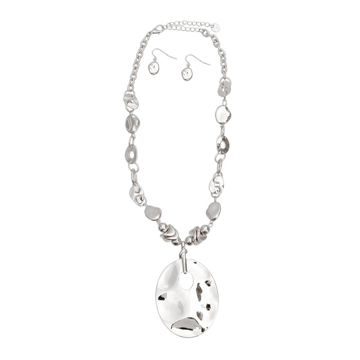 Silver Organic Link Pendant Necklace