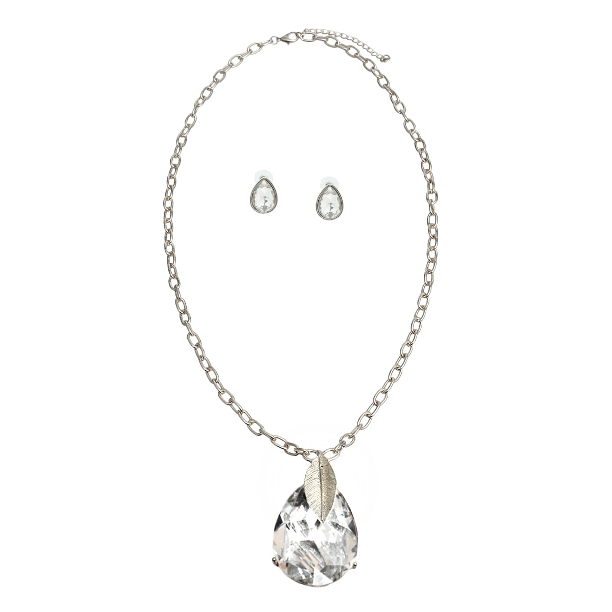 Silver Teardrop Long Chain Necklace