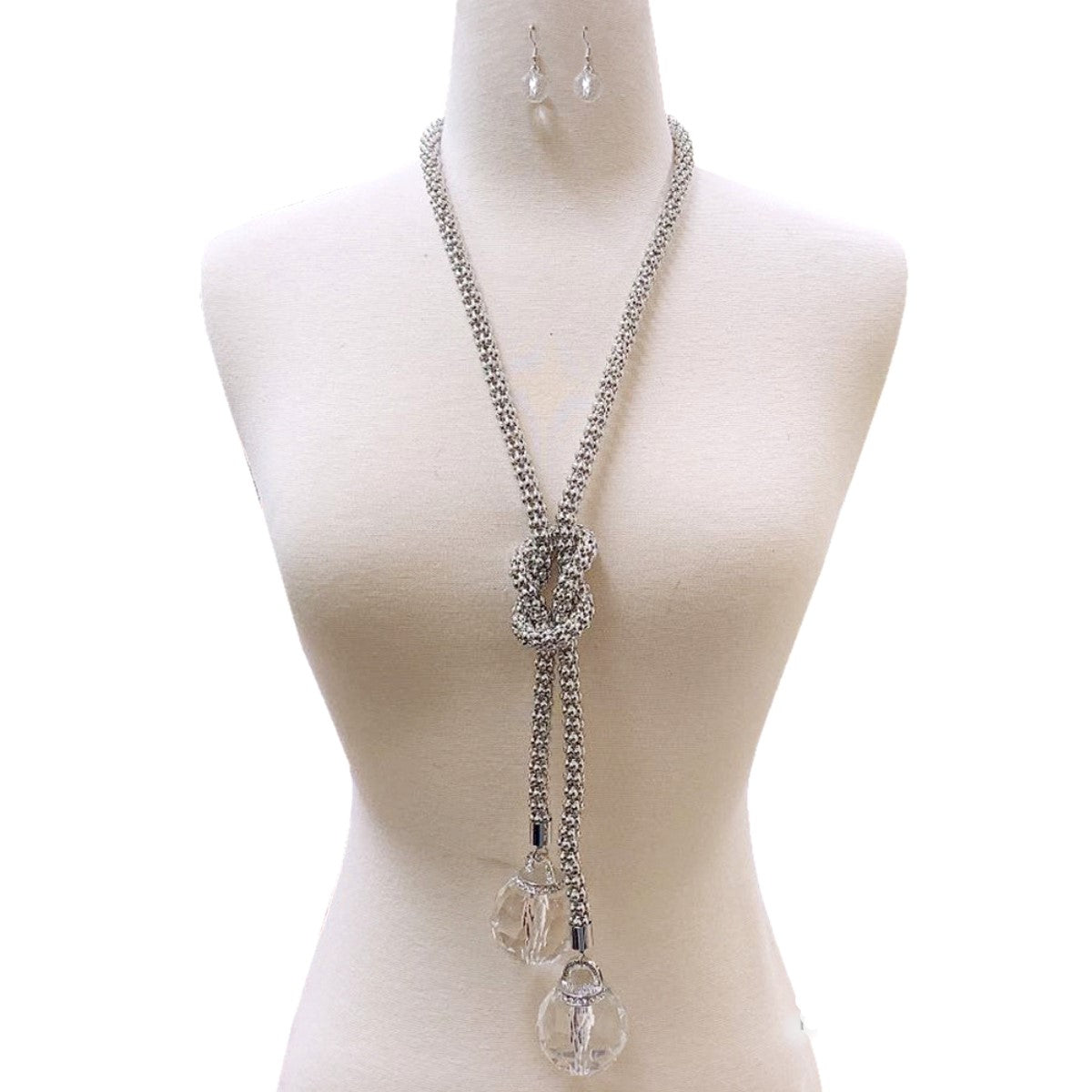 Silver Glass Ball Mesh Chain