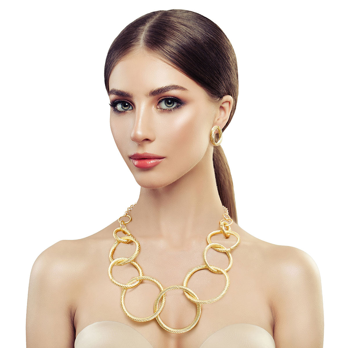 Gold Twisted Ring Necklace Set