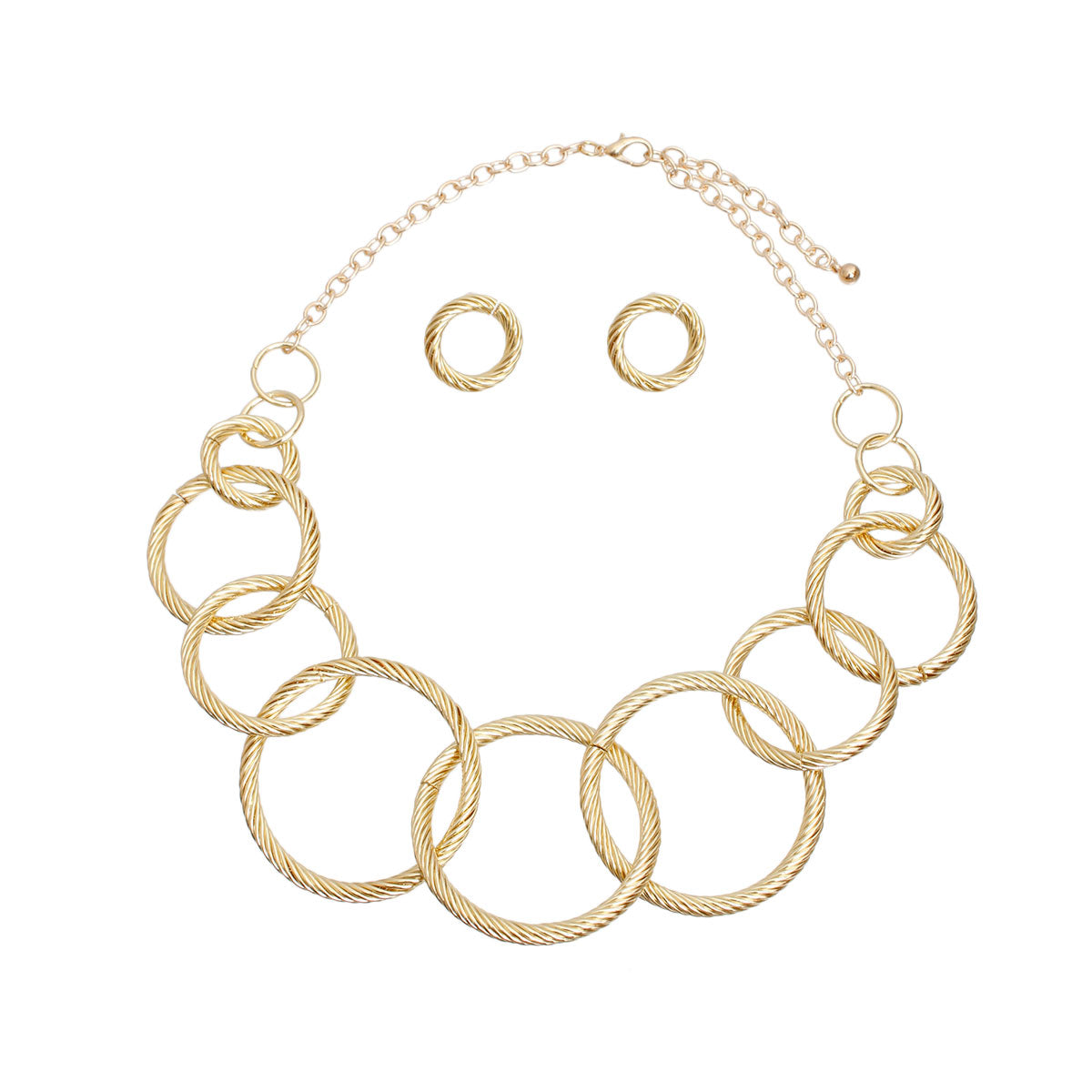 Gold Twisted Ring Necklace Set