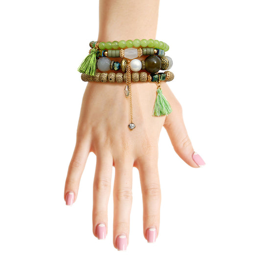 4 Pcs Olive Bead Bracelet Set