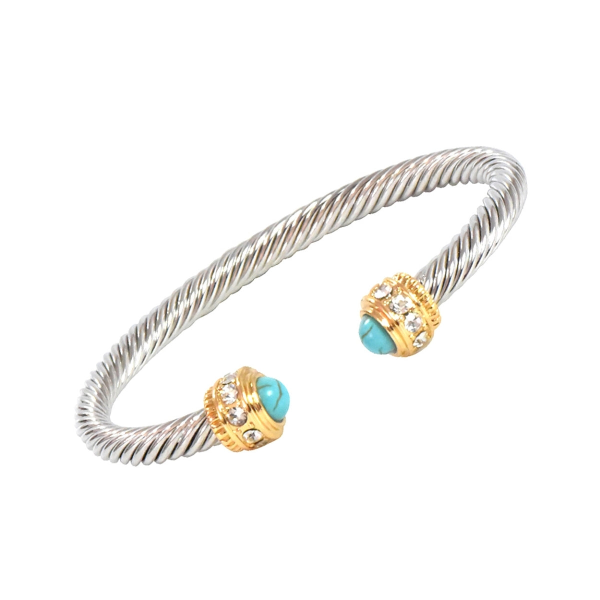 Turquoise Mixed Metal Cable Bangle
