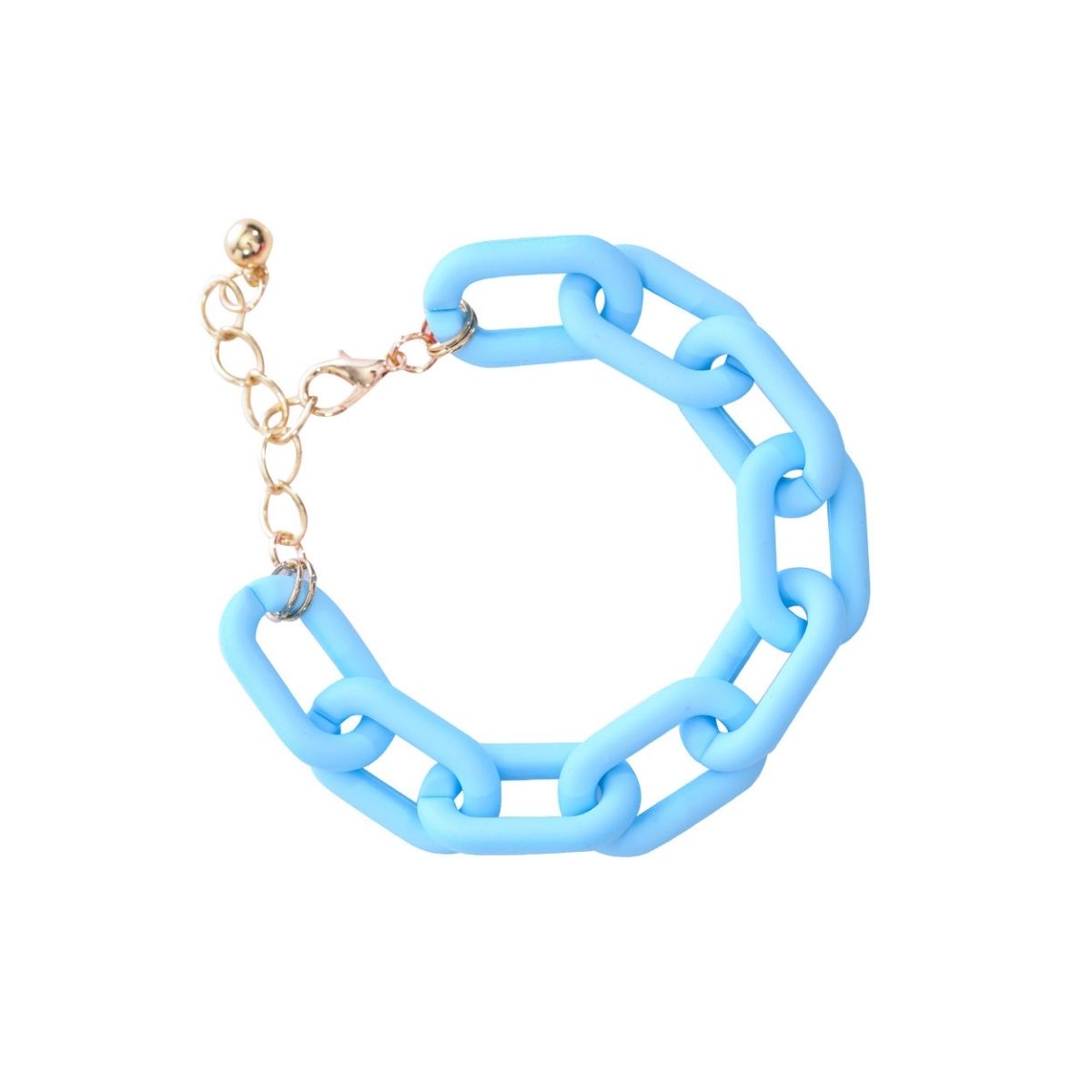 Aqua Rubber Coated Chain Bracelet