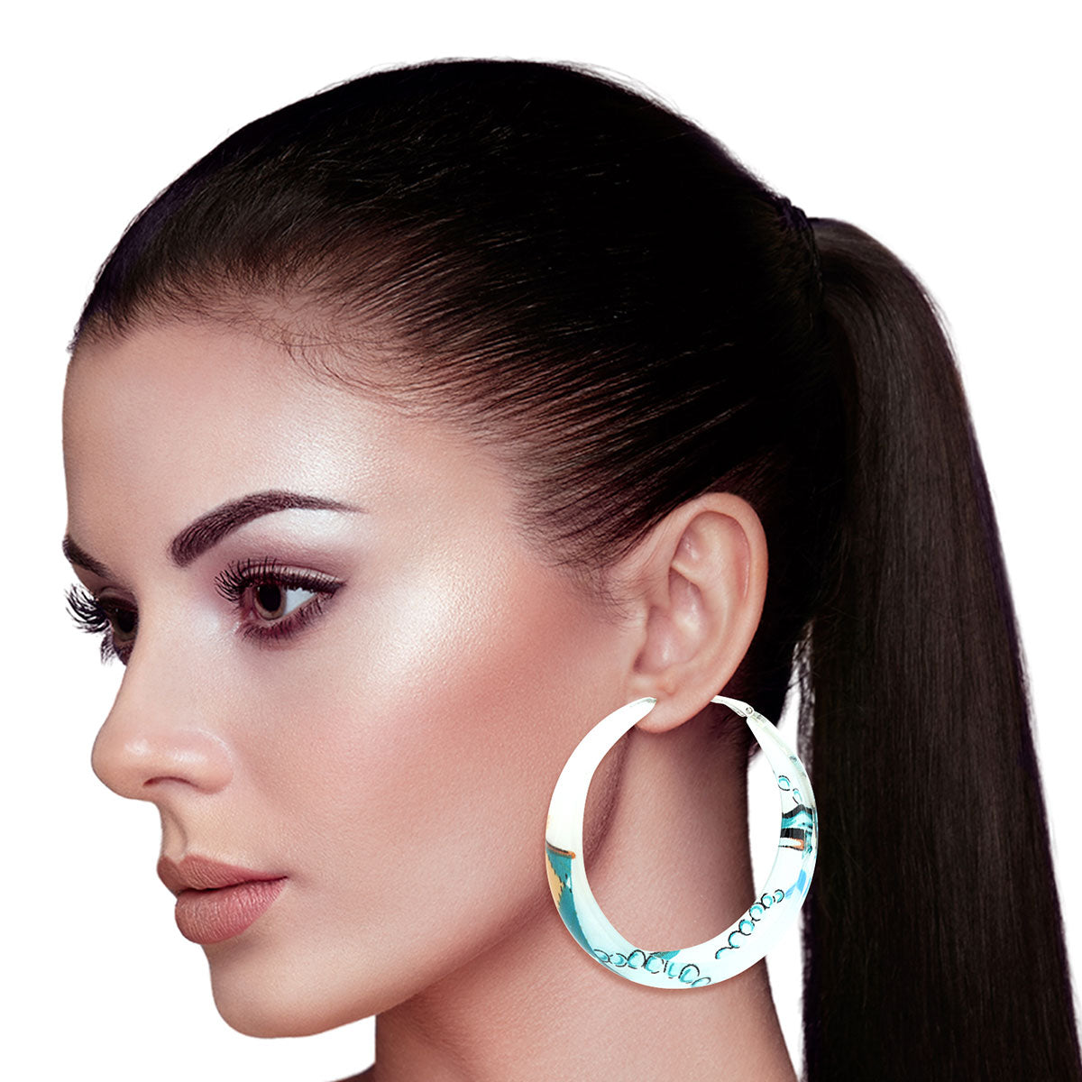 Printed Acrylic Hoop Earrings