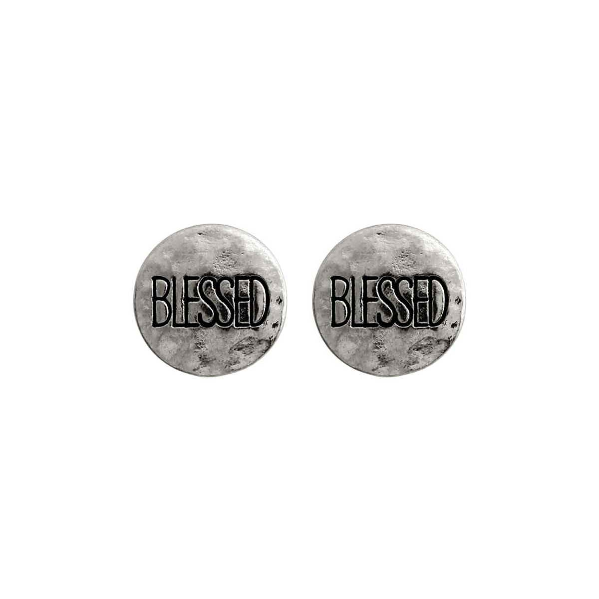 BLESSED Burnished Silver Round Studs