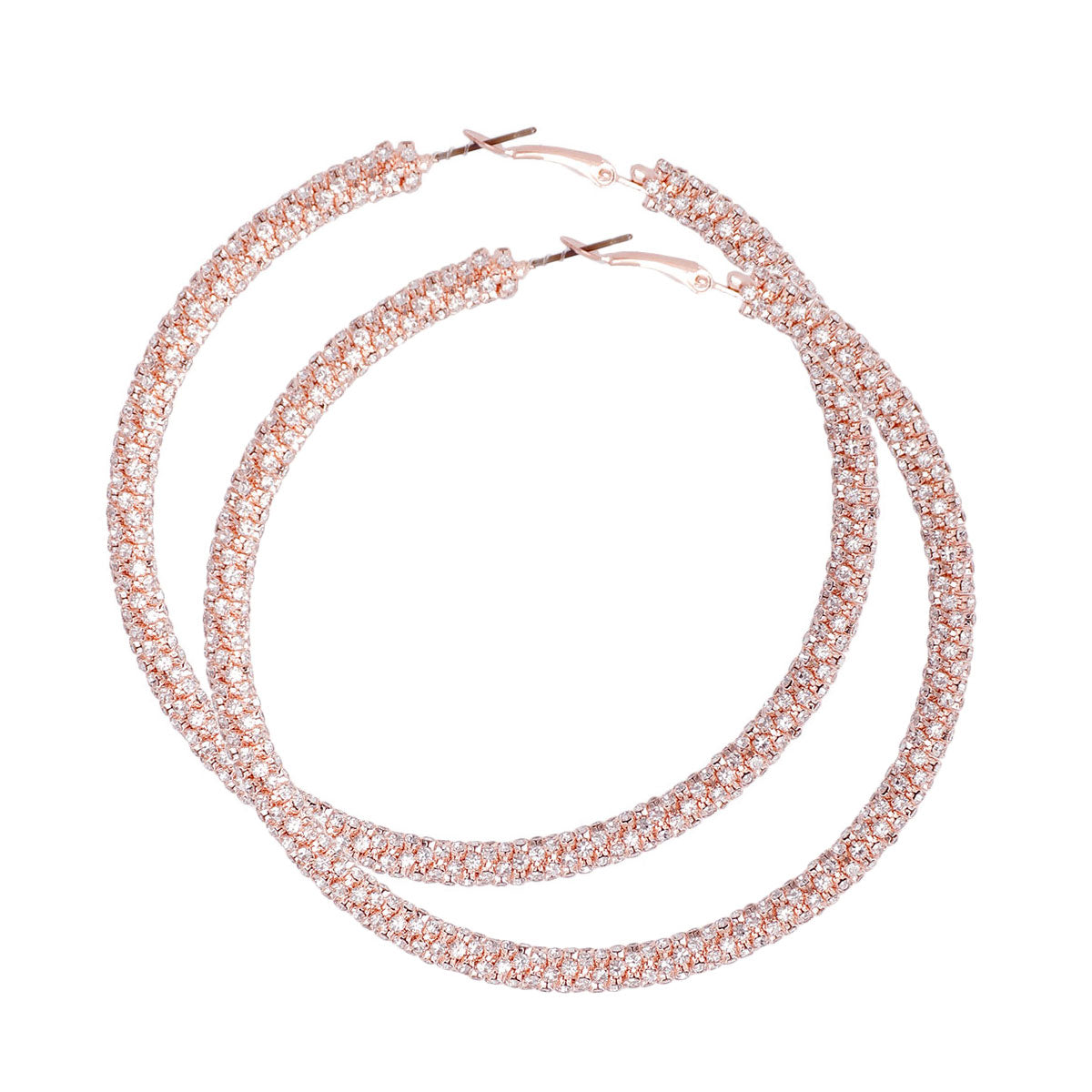 Rose Gold 3.25 in Stone Tube Hoops