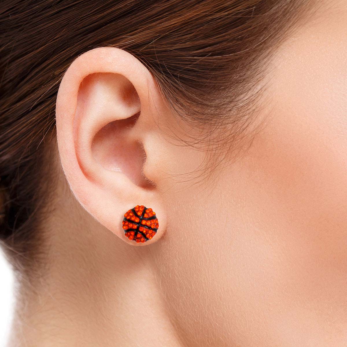 Orange Rhinestone Basketball Studs