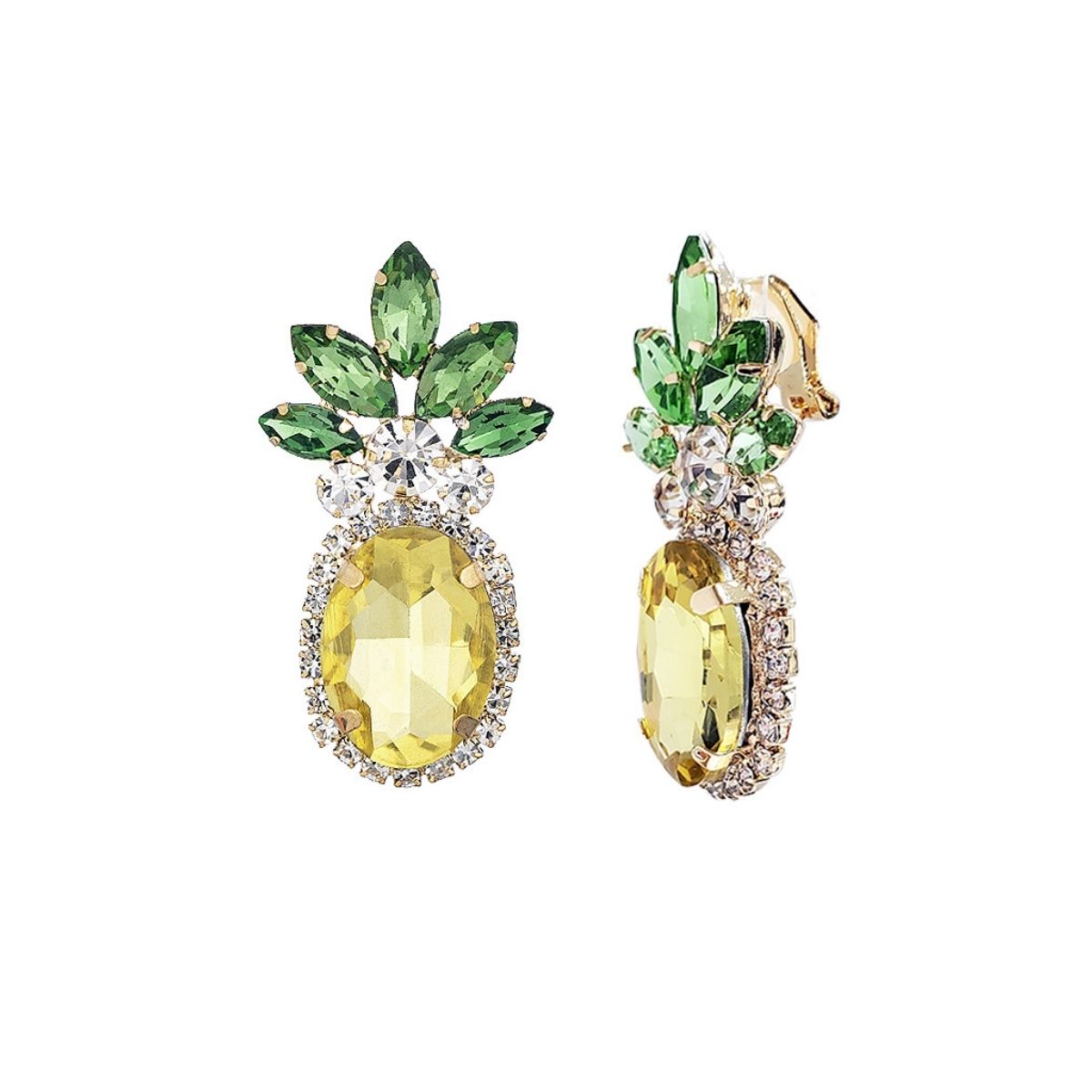 Pineapple Crystal Clip Ons
