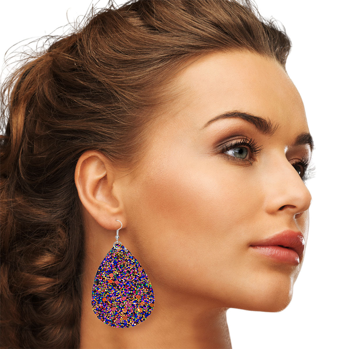 Multi Color Glitter Teardrop Earrings