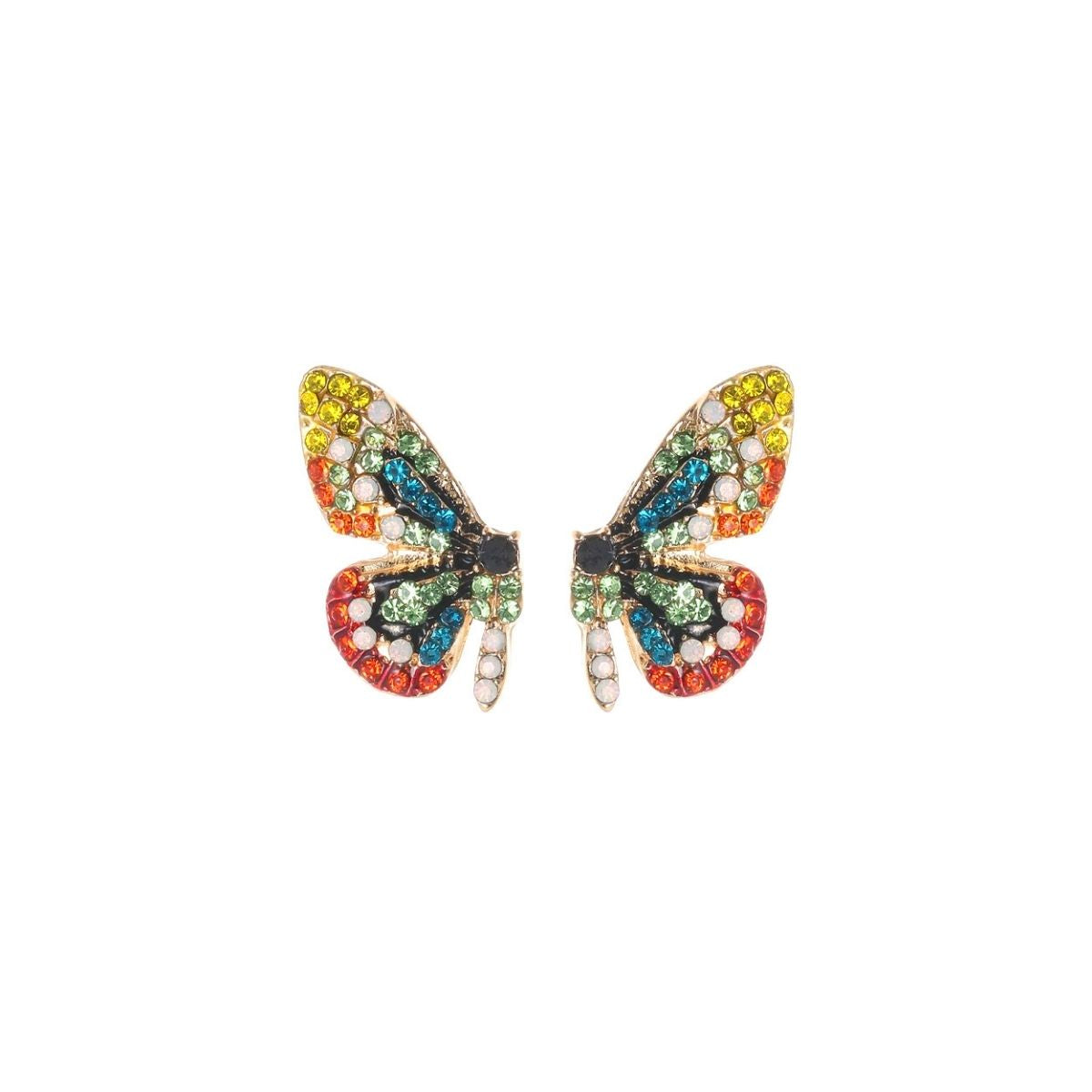 Rainbow Rhinestone Butterfly Wing Studs