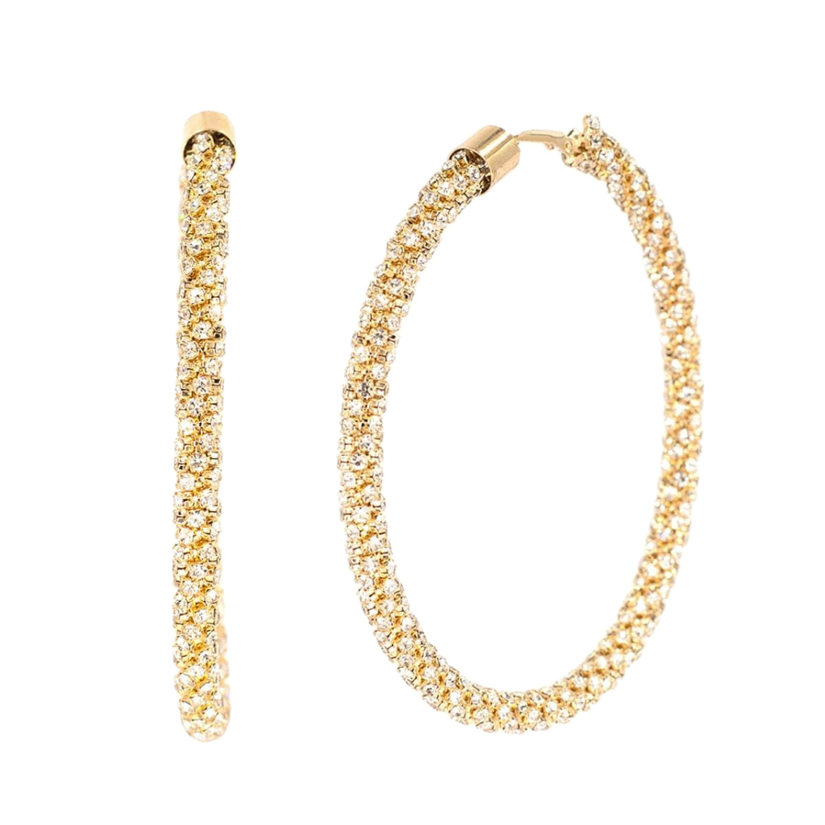 80mm Gold Stone Twist Hoops