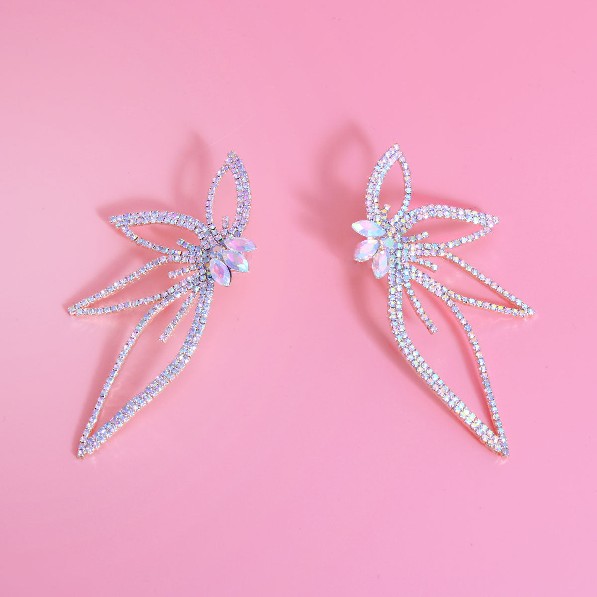 Aurora Borealis Half Flower Earrings