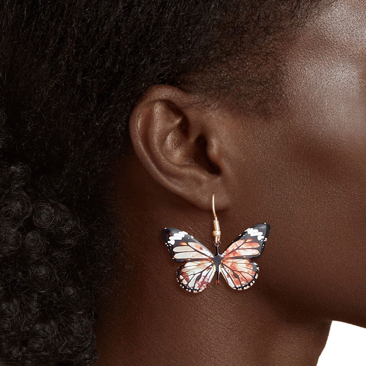 Orange Butterfly Print Earrings