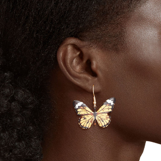 Yellow Butterfly Print Earrings