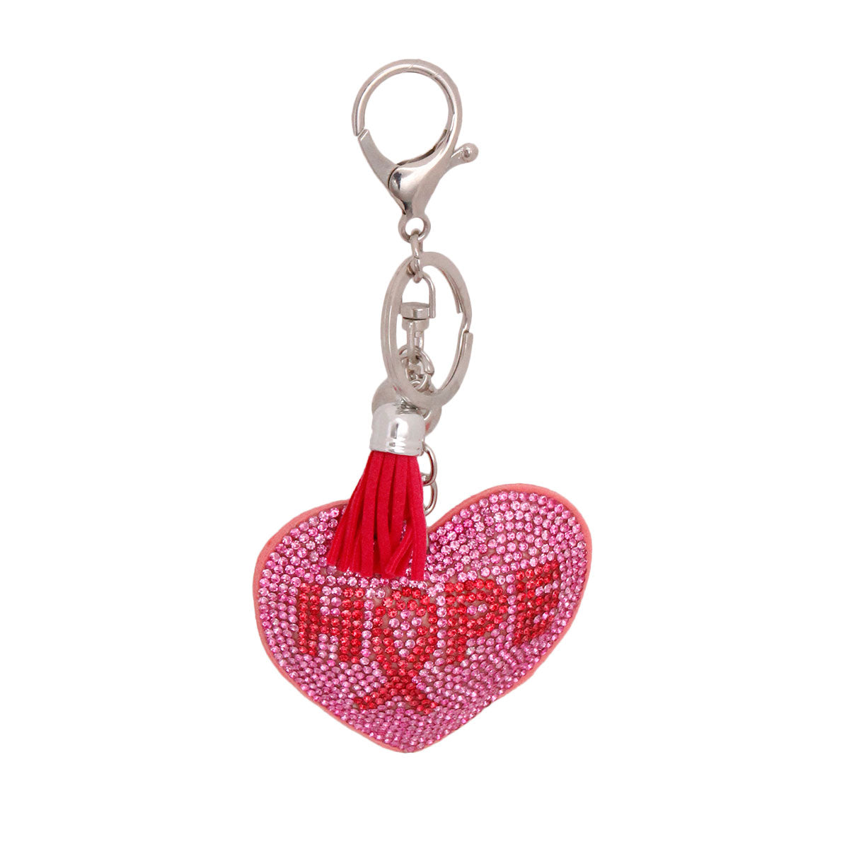 Pink Rhinestone Heart Keychain
