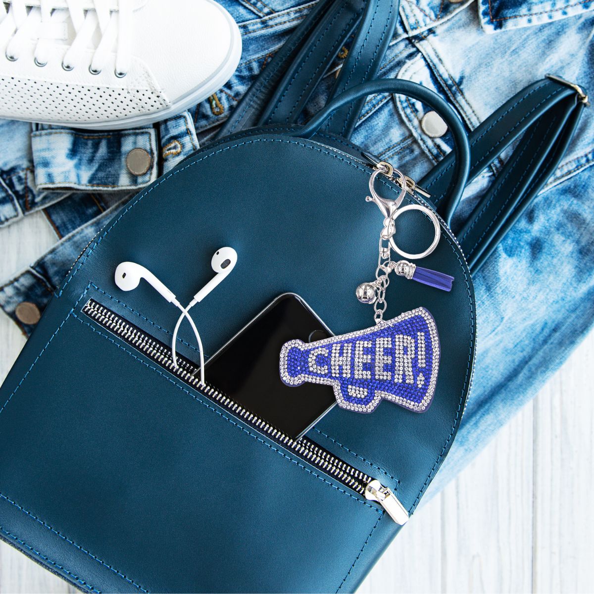 Blue Megaphone Keychain Bag Charm