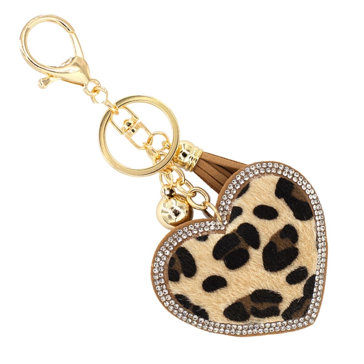 Leopard Heart Keychain Bag Charm
