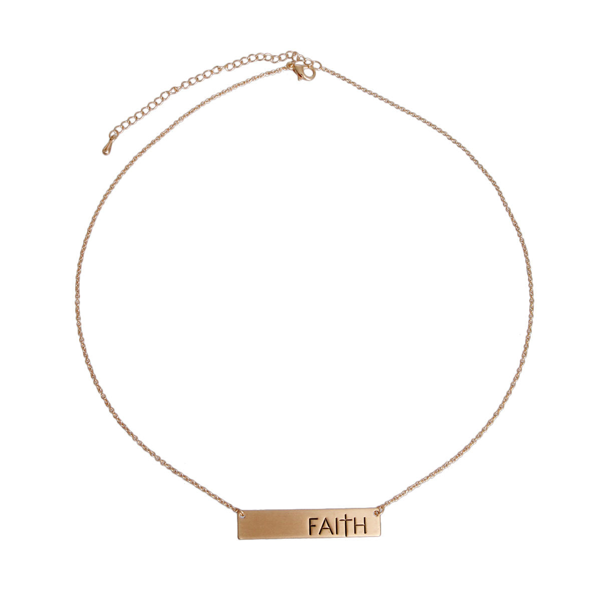 Gold Faith Cross Plate Necklace