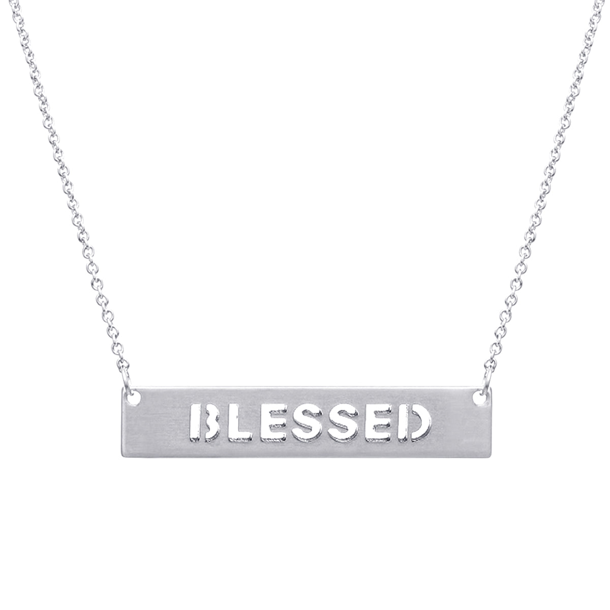 Silver Blessed Cutout Plate Necklace