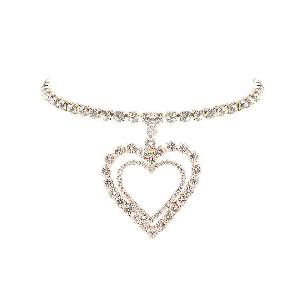 Gold Double Heart Choker