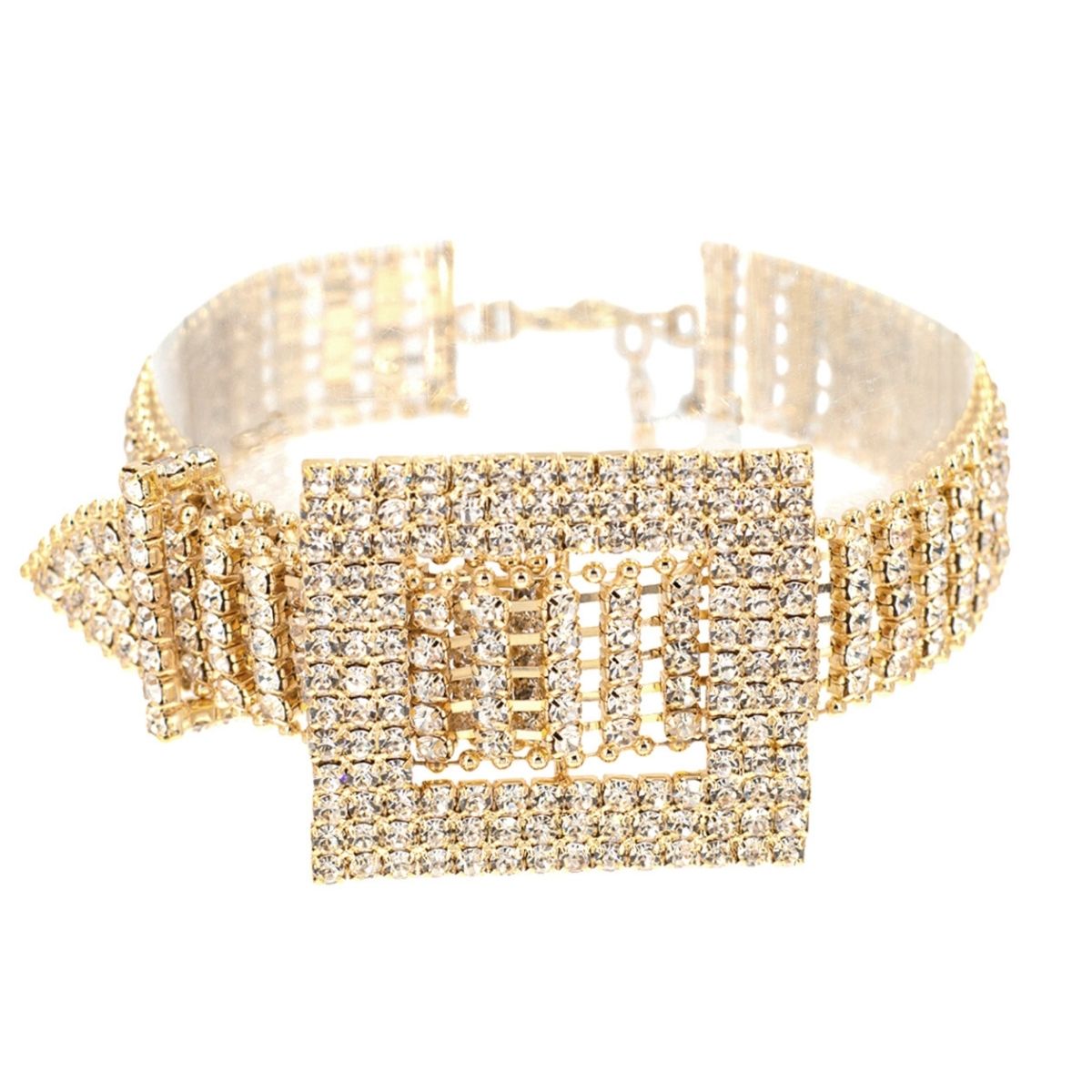 Gold Belt Buckle Rhinestone Choker