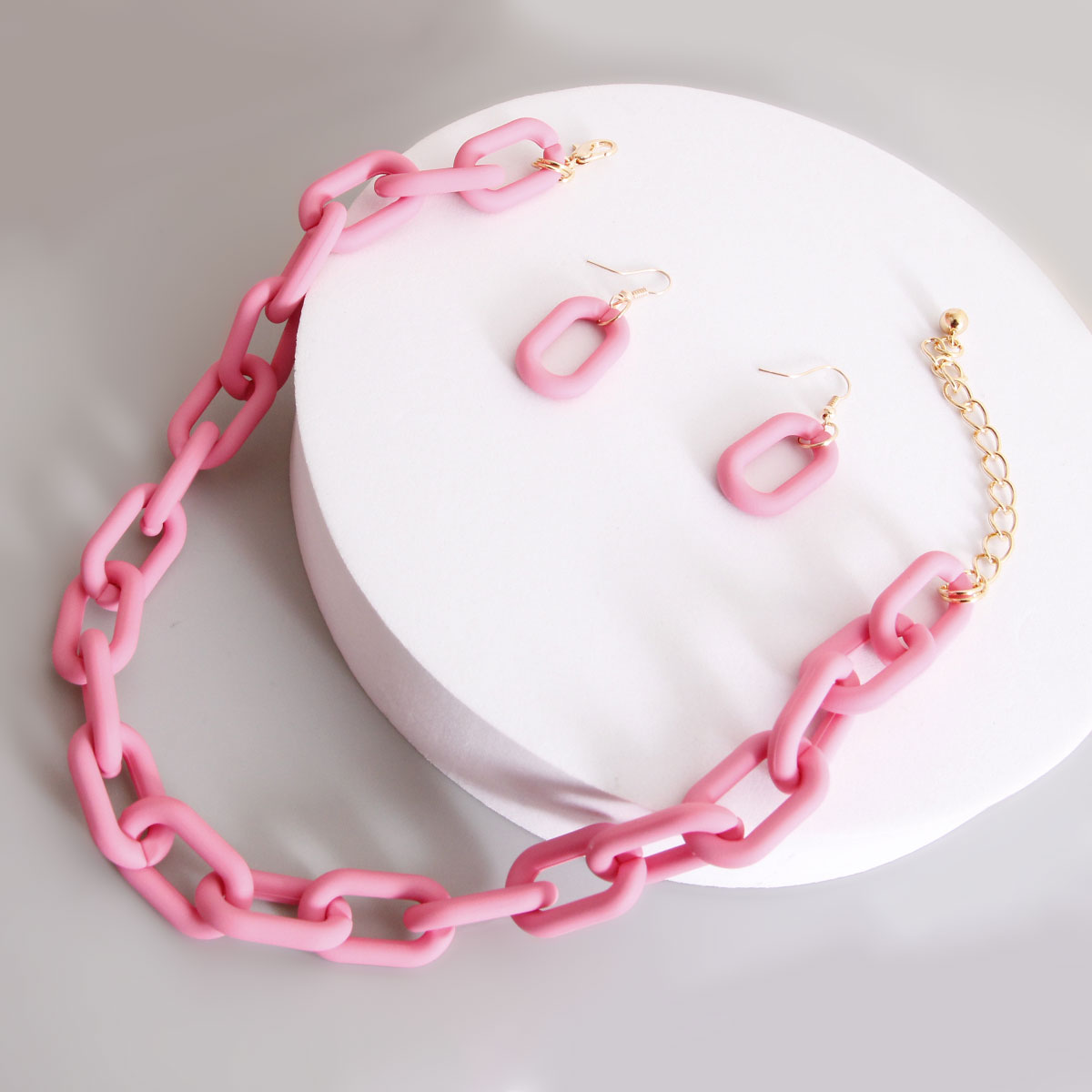Pink Rubber Coated Chain Necklace