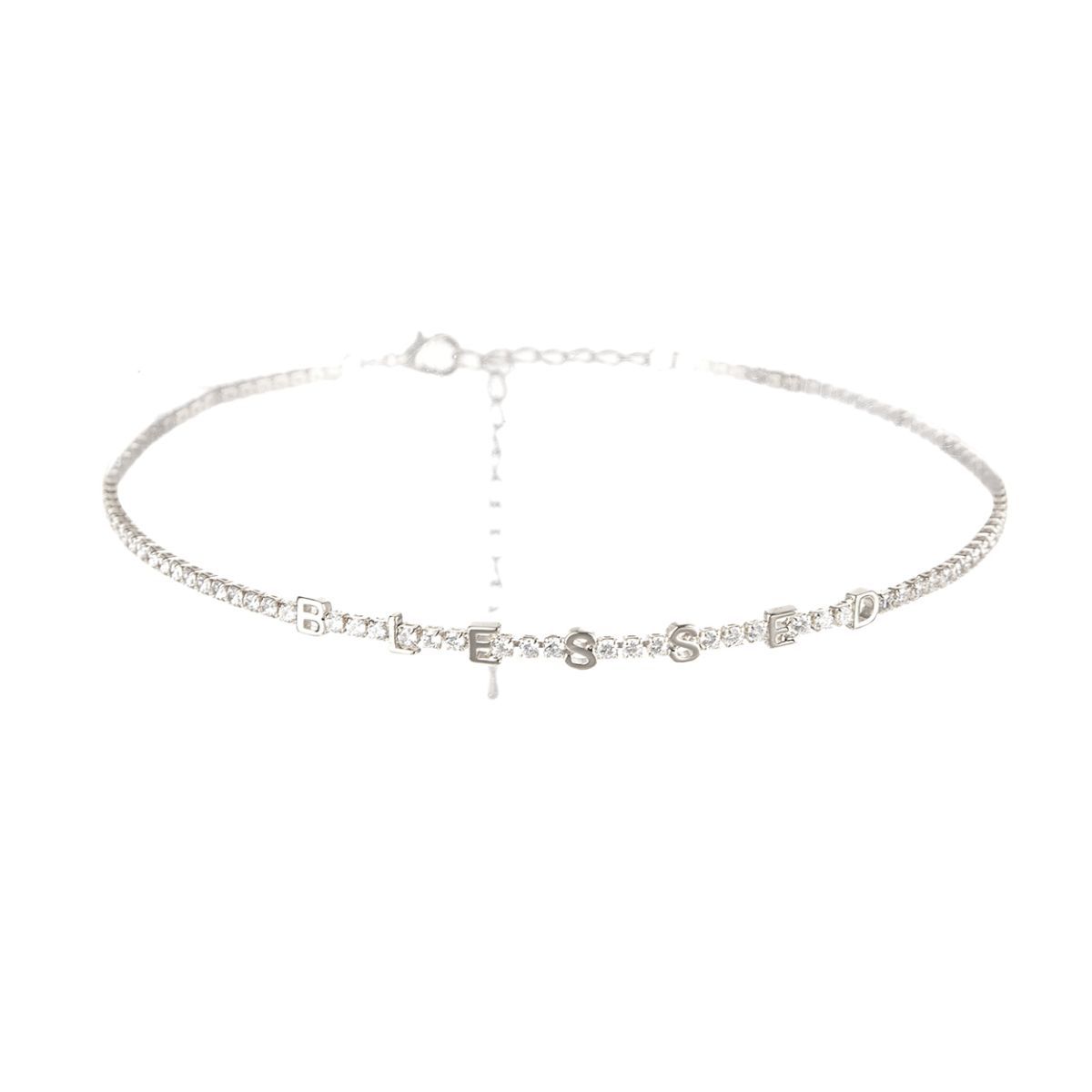 Silver CZ Blessed Tennis Choker