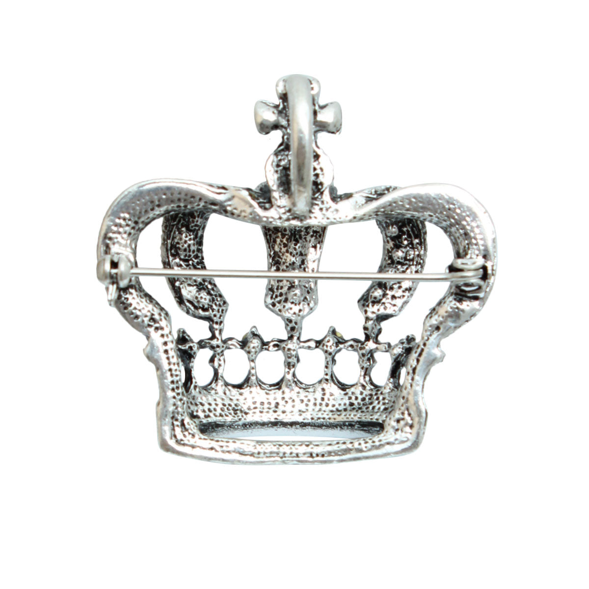 Burnished Silver King Crown Brooch