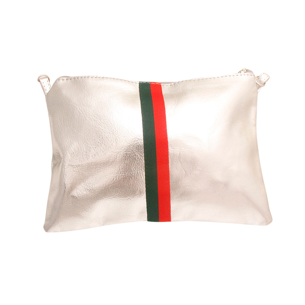 Silver Designer Stripe Cosmetic Bag