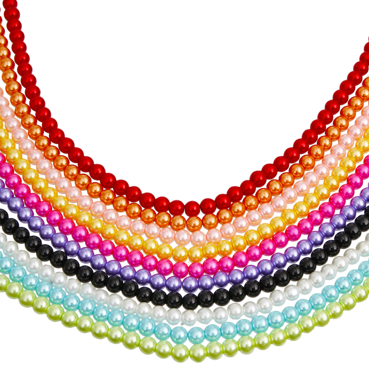 Dozen Solid Colored Pearl Necklace, Earring, and Bracelet Sets
