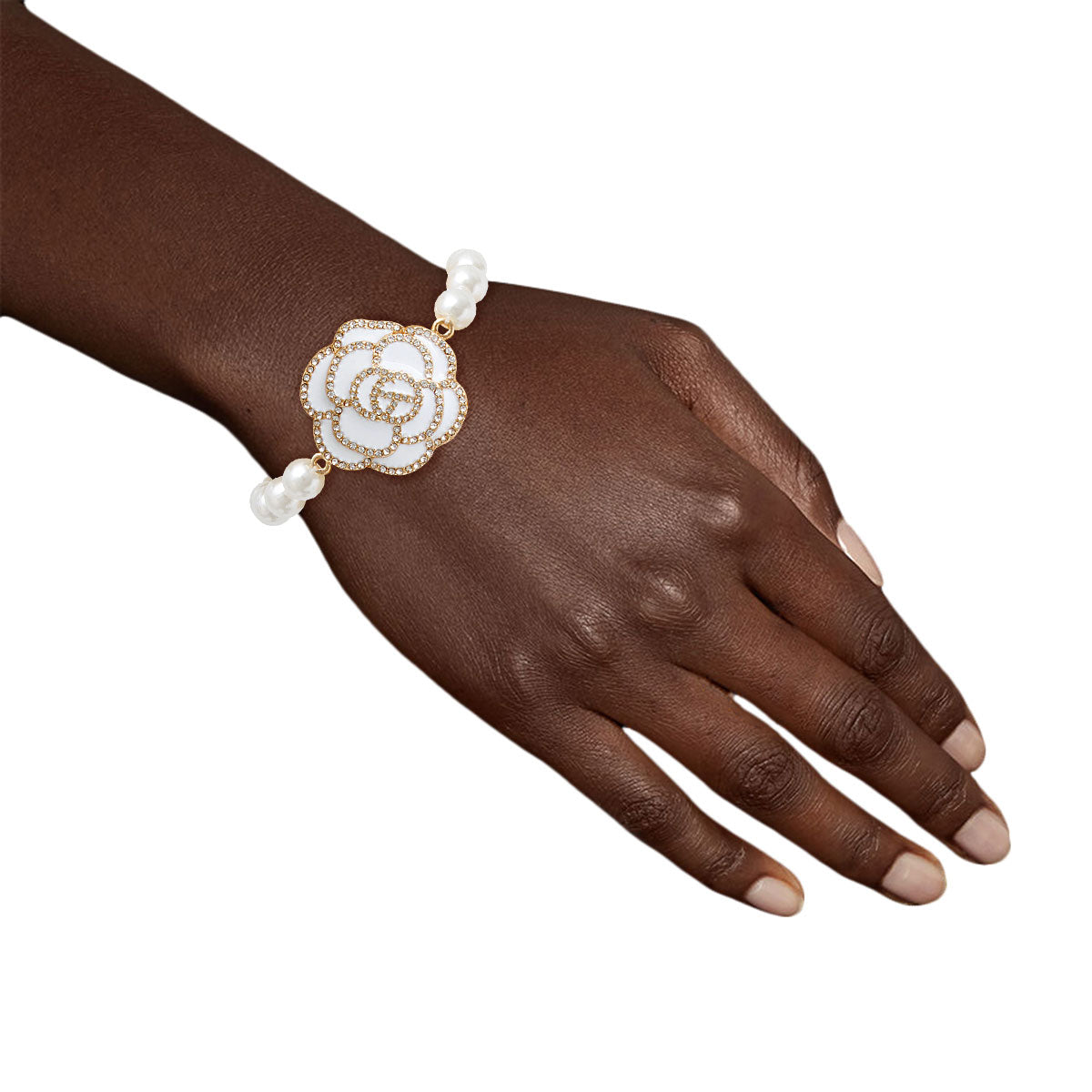 White Flower Pearl Bracelet