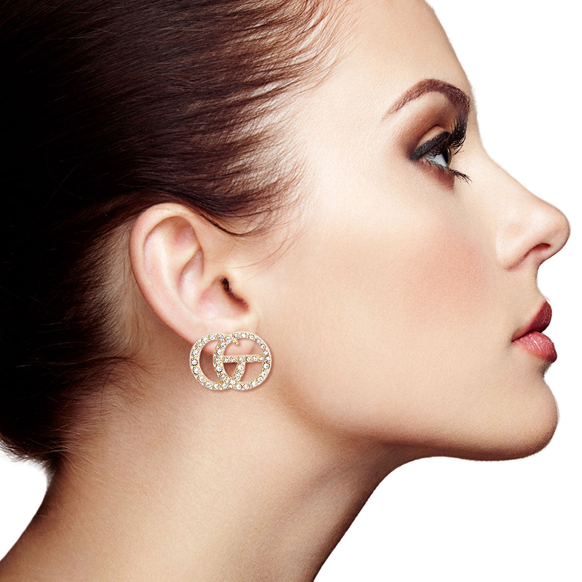 Designer Gold Stone Stud Earrings
