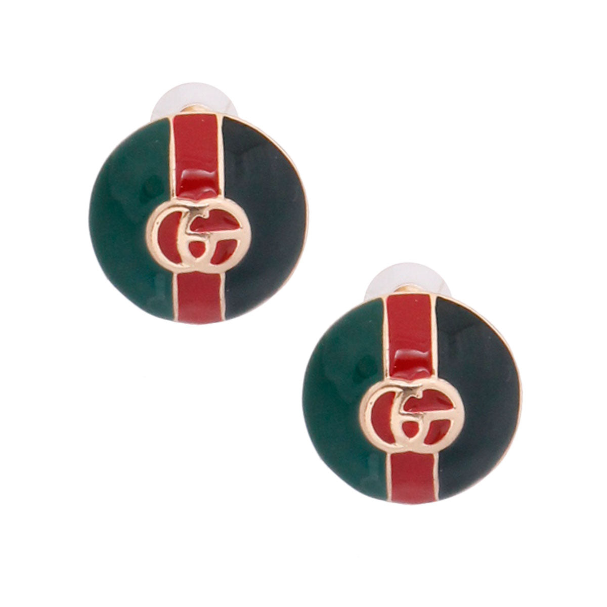 Dome Red and Green Desinger Gold Studs