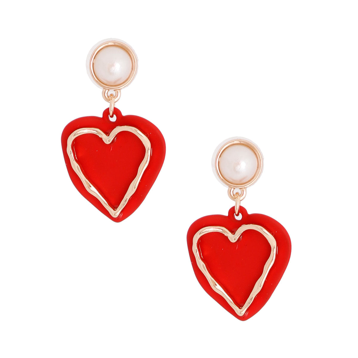 Red Rubber Coated Heart Earrings