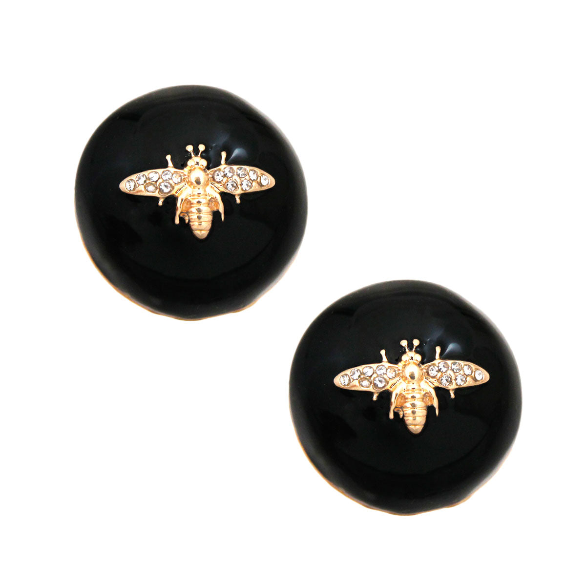 Black and Gold Dome Bee Studs