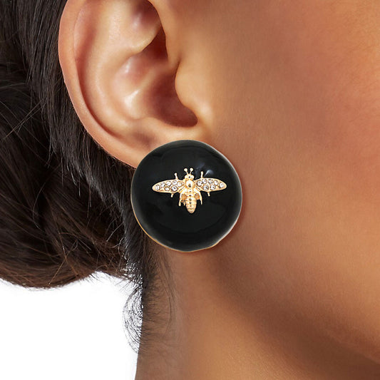 Black and Gold Dome Bee Studs