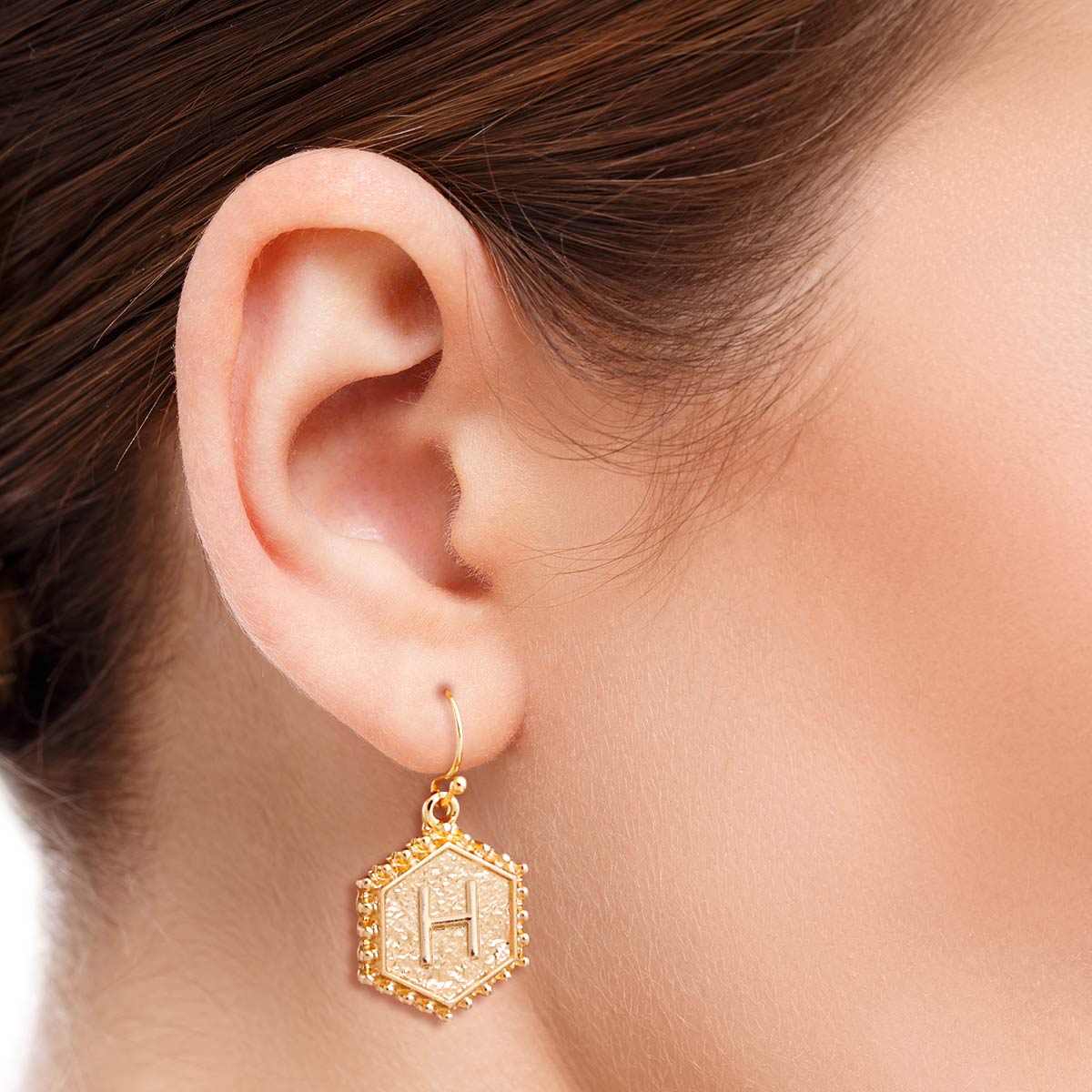 H Hexagon Initial Earrings