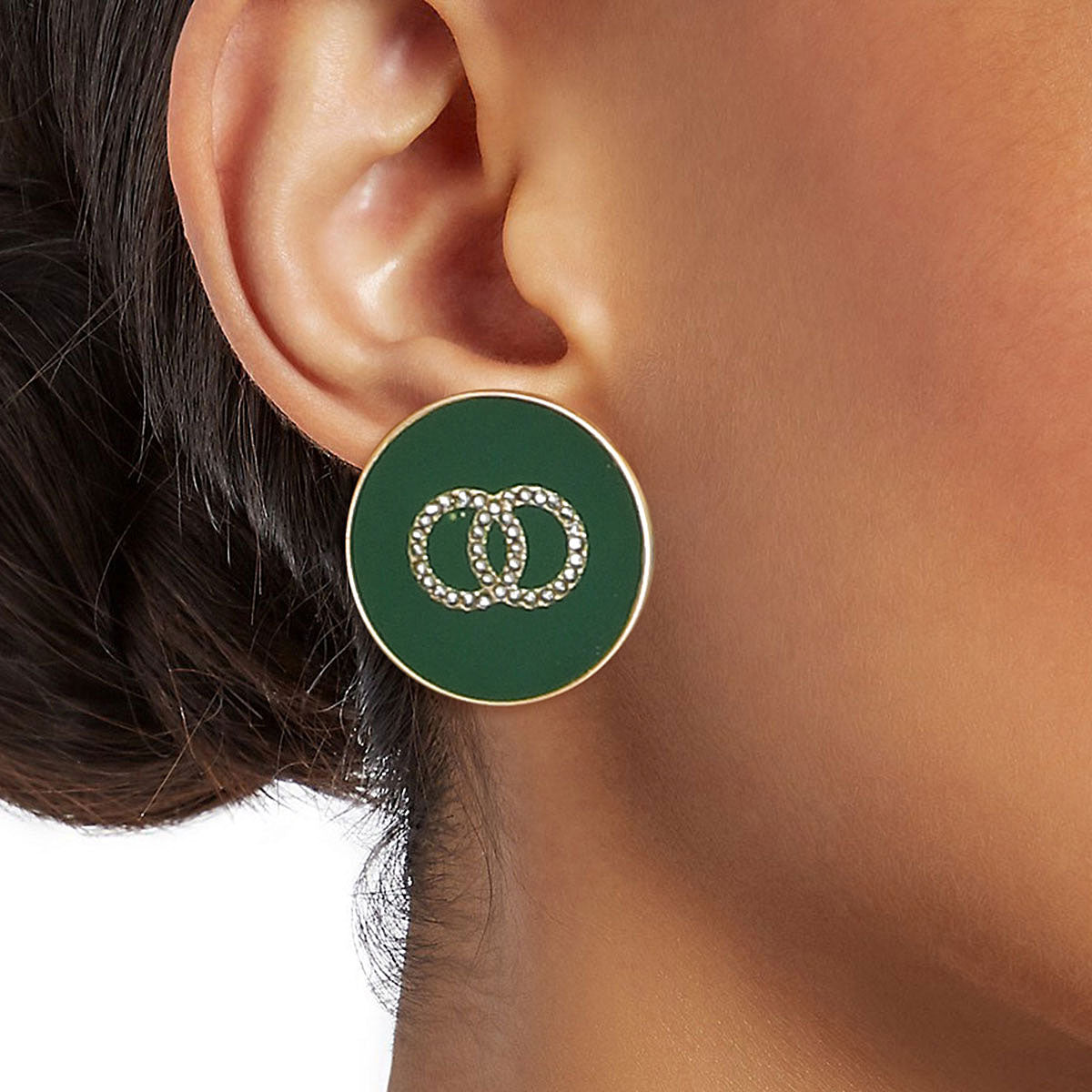 Green and Gold Designer Flat Studs