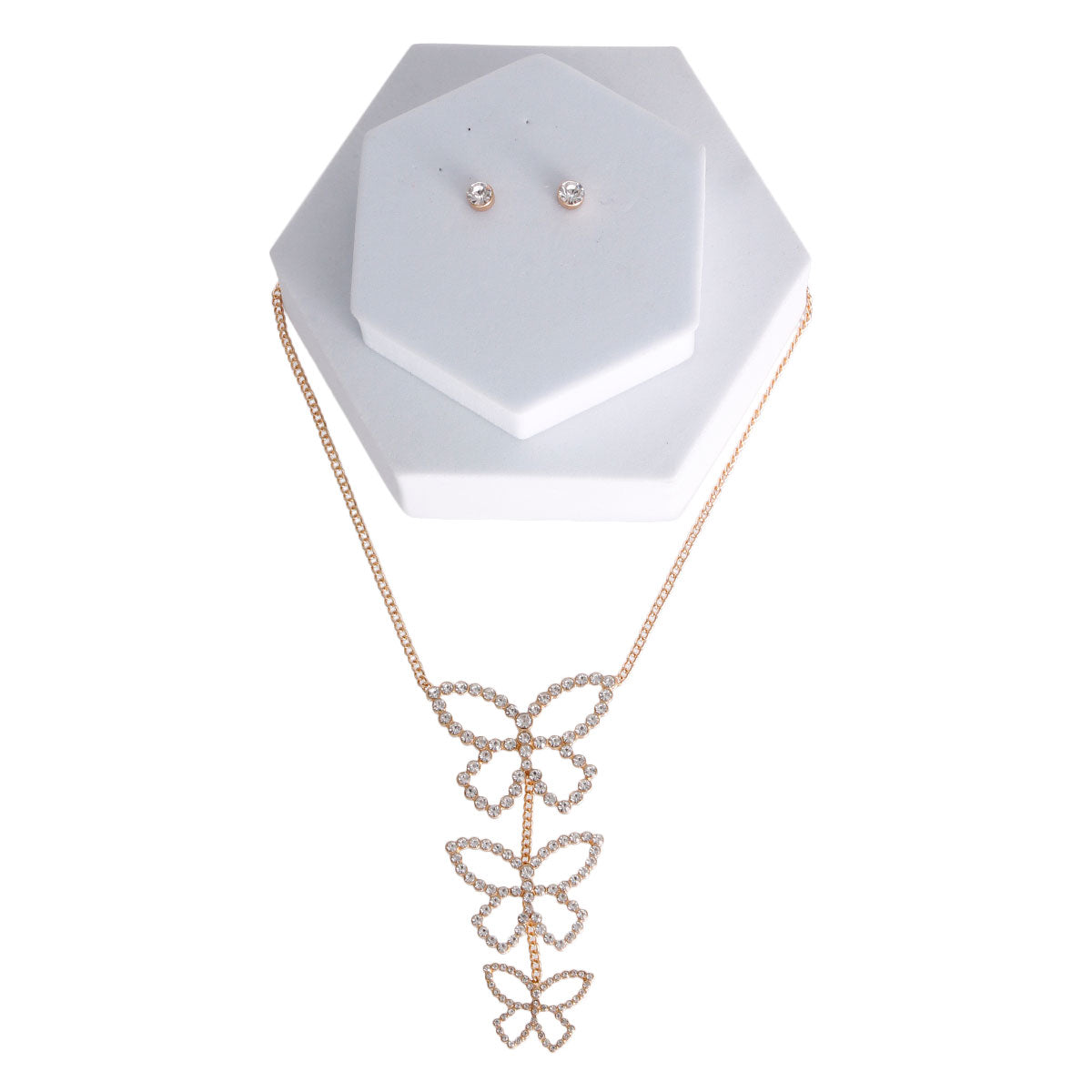 Gold Triple Butterfly Necklace