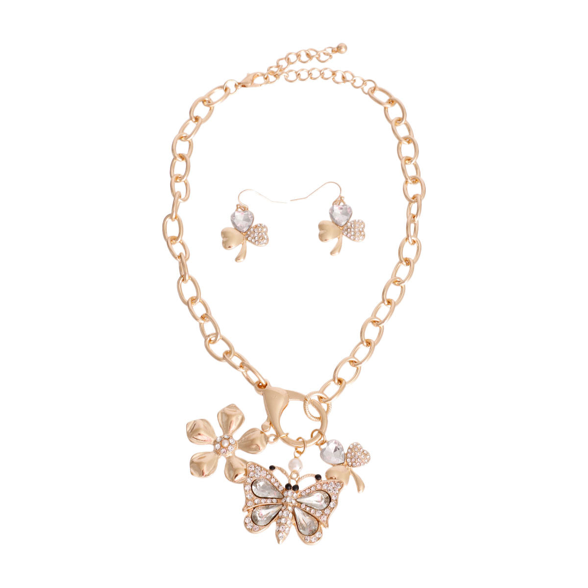 Gold Butterfly Lucky Charm Clip Necklace